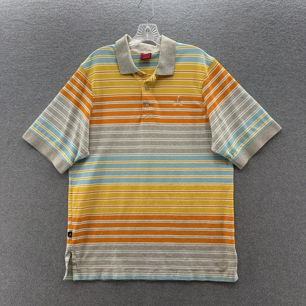 Jordan Polo Shirt Mens XL Colorful Stripe Cotton Jumpman Logo Casual